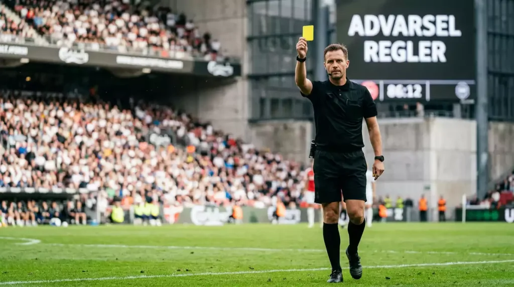 Billede af en fodbolddommer og et gult kort