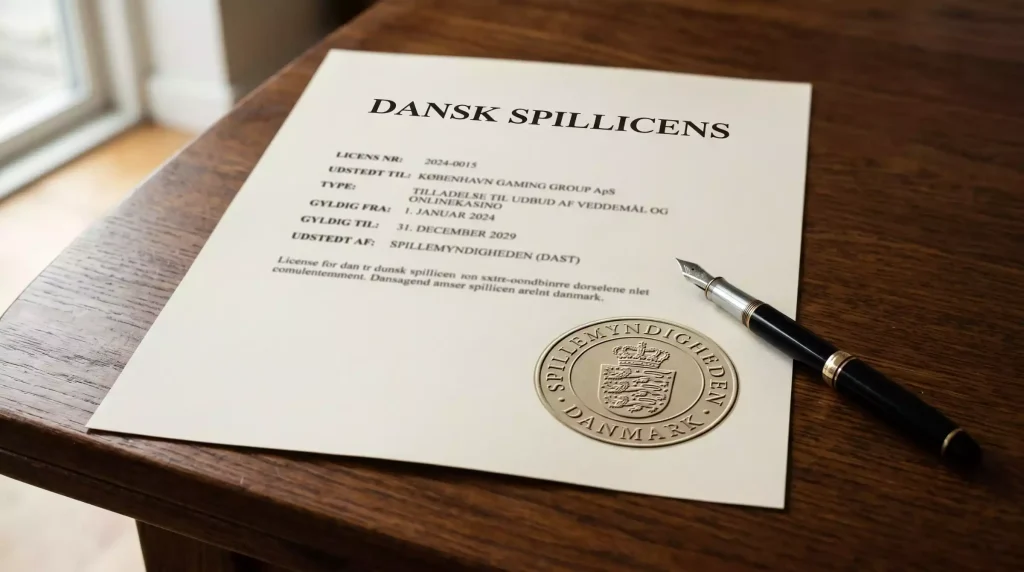 Hånd der underskriver et kontraktdokument med vilkår og betingelser ved et skrivebord